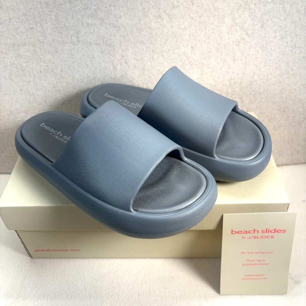 NEW J/SLIDES Gray Eva Squish pillow Beach Slides‎ minimalist Women’s  Size 9M